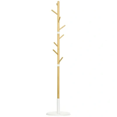 Afbeelding van HOMCOM Moderne bamboe kapstok met 8 kledinghaken, boomkapstok voor slaapkameringang, Ø 37,8 x 175,6 cm, naturel