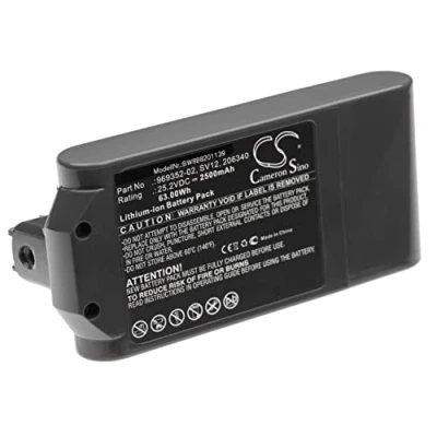 Afbeelding van vhbw Batterij compatibel met Dyson V10, Cyclone V10 Absolute, Animal, Series stofzuiger, grijs (2500 mAh, 25,2 V, Li ION)