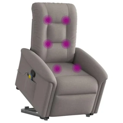 Afbeelding van VidaXL, Massagestoelen, Massagestoel met sta op hulp Taupe stof