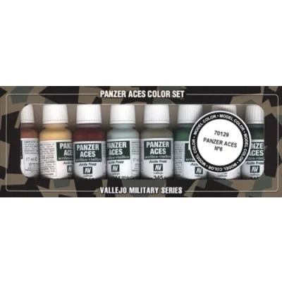Afbeelding van Vallejo Model Color Panzer Aces No.6 Acrylverf, verschillende kleuren, 17 ml, 8 stuks