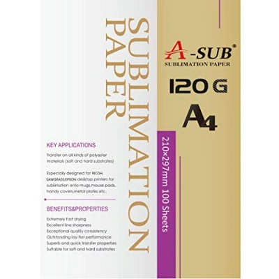 Afbeelding van A SUB Sublimatiepapier, A4, 100 vellen, 210 x 297 mm, 120 g/m², compatibel met EPSON, SAWGRASS, RICOH, Brother sublimatieprinters