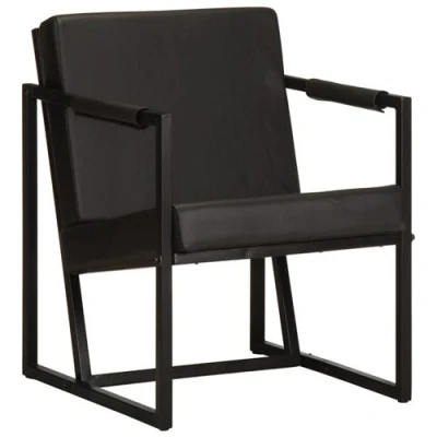 Afbeelding van Fauteuil echt leer zwart