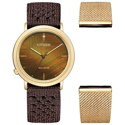Afbeelding van Citizen L Ambiluna Collection EM1003 48X Horloge Textiel Bruin Ø 34 mm