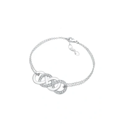 Afbeelding van Elli Infinity Liebe Kristalle Armband, Dames, Maat: 16, Silber