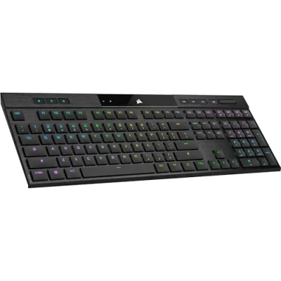Afbeelding van Corsair K100 AIR Wireless RGB mechanisch gamingtoetsenbord ultradun Sub 1 ms SLIPSTREAM Wireless, Bluetooth, Cherry MX Ultra Low Profile Switches lay out FR QWERTZ Zwart