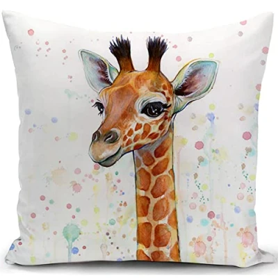 Afbeelding van KUNQIAN Giraffe kussensloop Cadeau voor vrouwen Woondecoratie woonkamer bank Kleurrijk 45,7 x cm