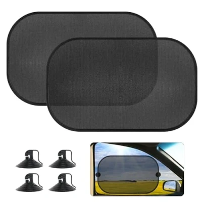 Afbeelding van AiQInu Autozonwering voor kinderen, 2 stuks, zelfklevend, zijbescherming, uv bescherming, met 4 zuignappen, 50 x 30 cm