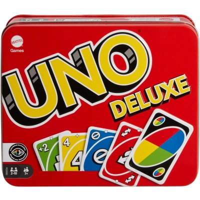 Afbeelding van Mattel Games UNO Kartenspiel Deluxe IN Metalldose Bordspellen voor kinderen, Maat: One Size, Multicolor