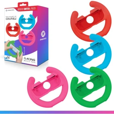Afbeelding van Oniverse Set van 4 stuurwielen voor Joy Con Nintendo Switch en OLED neonrood, neonblauw, neongroen, neonroze