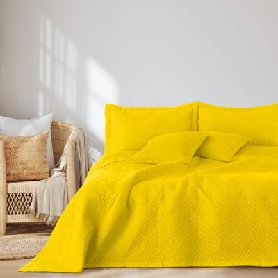 Afbeelding van AmeliaHome Ophelia sprei, 220 x 240 cm, ultrasoon gewatteerde polyester, geel