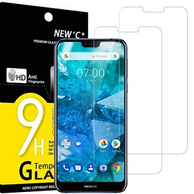 Afbeelding van NEW&#039;C 2 stuks gehard glas voor Nokia 7.1, displaybeschermfolie krasbestendig zonder luchtbellen extreem robuust (0,33 mm HD ultra transparant) hardheid 9H