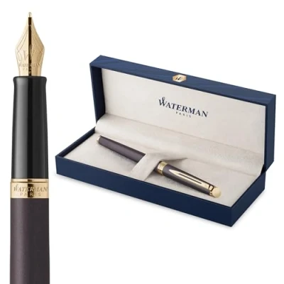 Afbeelding van Waterman Hémisphère vulpen De subtiele versie Lavazwart roestvrijstalen fijne penpunt met Geschenkdoos
