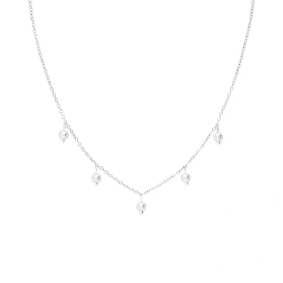 Afbeelding van Lucardi Dames Stalen Ketting met parels Staal Zilverkleurig 47 cm