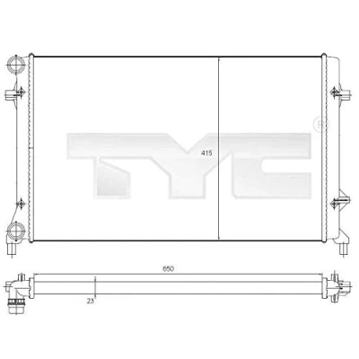 Afbeelding van TYC 702 0025 Radiateur 650 415 23 Koelribben mechanisch gelast VOLKSWAGEN: Golf 6, 5, Caddy 3, AUDI: A3 Hatchback, Sportback, Convertible
