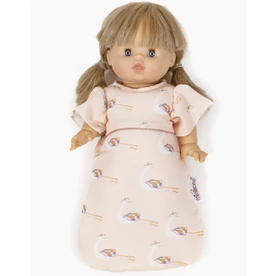 Afbeelding van Minikane slaapzak Pauwen met mouwtje voor poppen 34cm (Excl. Pop!)