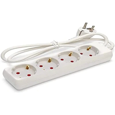 Afbeelding van stekkerdoos 4 voudig wit verlengkabel zonder schakelaar met kabel 3G 1,5 mm² 3M, Duitse (4 stopcontacten, 3M)