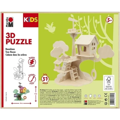 Afbeelding van Marabu Kids 3D Puzzel Houten Boomhuis 37 stukjes