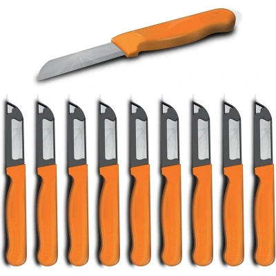 Afbeelding van Solingen Schilmesje Robuust Handvat RVS Glad 16 cm met &quot;Blade Cover&quot; Oranje 10 stuks