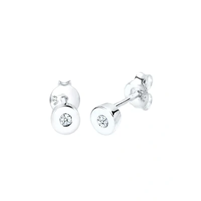 Afbeelding van Elli PREMIUM Dames Oorbellen Basic Klassiek met Diamant (0.06 ct.) in 925 Sterling Zilver