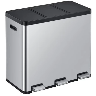 Afbeelding van Afvalbak EKO Essential Recycler pedaalemmer 3x20liter RVS