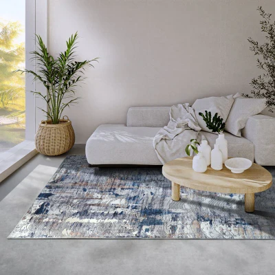 Afbeelding van Vloerkleed Malard Donkerblauw Beige 120x160 Cm Laagpolig Elle Decoration Dekbed Discounter.nl