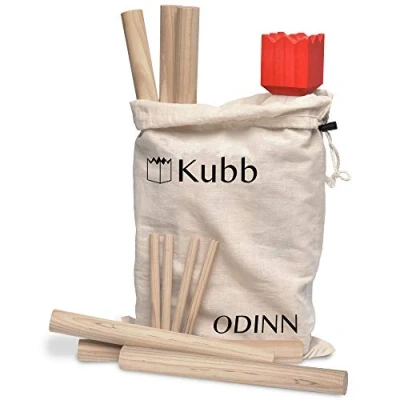 Afbeelding van Toyfel XXL Kubb Spel Odinn Buitenspel Houten Werpspel voor Kinderen en Volwassenen ZweedsSchaak Outdoor Game FSC® Dennenhout