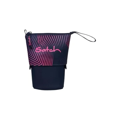 Afbeelding van satch Pencil Slider Extra groot met scheidingsvak, vak ritssluiting, penhouder, hoek, kijkvenster voor schema, seismisch roze, donkerblauw