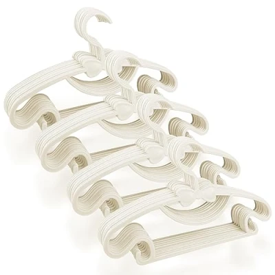 Afbeelding van Magrimaxio 40 stuks kinderkleerhangers, wit, babykleerhangers 29,7 cm, antislip kunststof babykleerhangers, riemen voor kinderen, ruimtebesparend, hanger kast, slaapkamer,