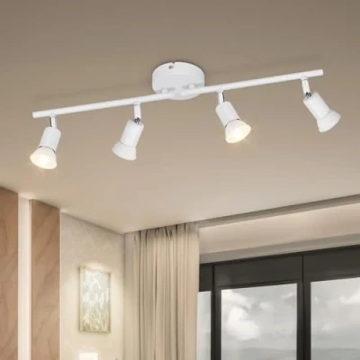 Image de Dehobo Luminaire Plafonnier LED GU10 4 Spots Éclairage de Plafond Spot Orientabl Moderne Blanc pour Couloir Salon Salle à Manger Cuisine Sans Ampoule