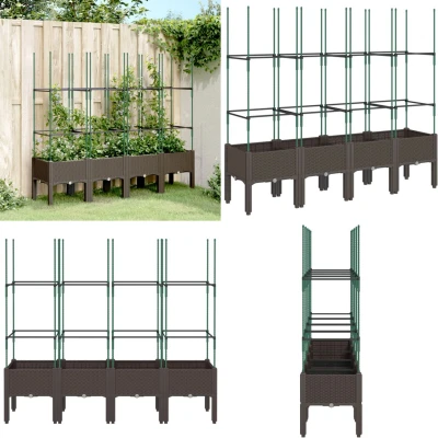 Afbeelding van Plantenbak met latwerk 160x40x142,5 cm polypropeen bruin
