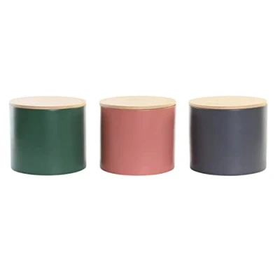Afbeelding van Tin DKD Home Decor Bamboe 2,6 L 18 x 16 cm (3 Stuks)