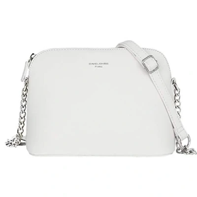Afbeelding van David Jones Kleine schoudertas voor dames handtas ketting zilverkleurig boodschapper zak telefoon PU leer stijf reistas stad reizen winkelen mode chic, Wit., Taille unique