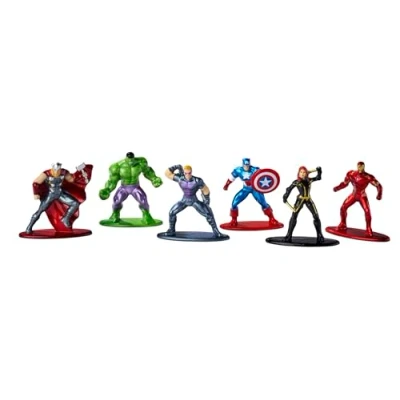 Afbeelding van Jada Toys Marvel Avengers Diorama figuren met 6 nano verzamelfiguren van metaal (Captain America, Iron Man, Hulk, Hawkeye, Thor en Black Widow) voor fans verzamelaars