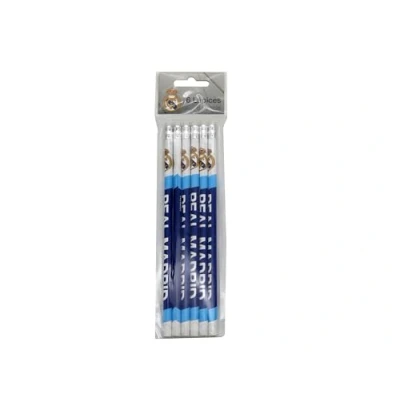 Image de CyP Brands Real Madrid Set de papeterie, crayons avec gomme, crayons, matériel scolaire, écriture, couleur bleue, produit officiel