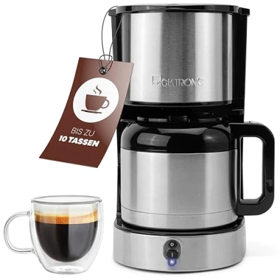 Afbeelding van Clatronic KA 3805 Edelstahl schwarz Koffiezetapparaat RVS Capaciteit koppen: 10 Met thermoskan