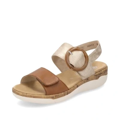 Afbeelding van Remonte Sandalen met plateauzool noccia/lehmmetallic, Dames, Maat: 40, Noccia/lehm metallic Leer