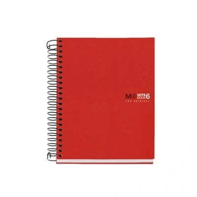 Afbeelding van Miquelrius Notitieboek A6 Notebook The Original, 6 kleurstrepen, ondoorzichtig polypropyleen omslag, afmetingen 105 x 148 mm, zonder boren, 150 vellen à 70 g/m², 5 mm geruit, kleur rood
