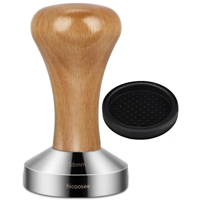 Afbeelding van espresso Tamper, Hicoosee 58 mm koffiepers van roestvrij staal, Barista stamper voor koffiezetapparaat