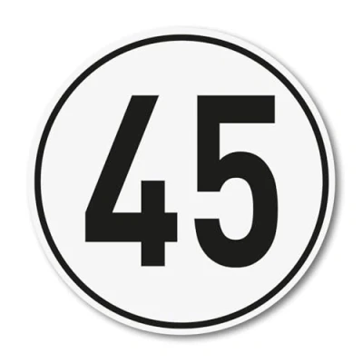 Afbeelding van 45 km/u sticker I Maat Ø 20 cm Snelheidssticker Hin_723