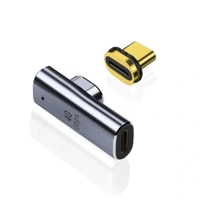 Afbeelding van USB C naar magnetische adapter, gegevensoverdracht 40 Gbps en video uitgang 8K bij 60 Hz, ondersteuning 100 W, adapter voor laptop, 24 pins