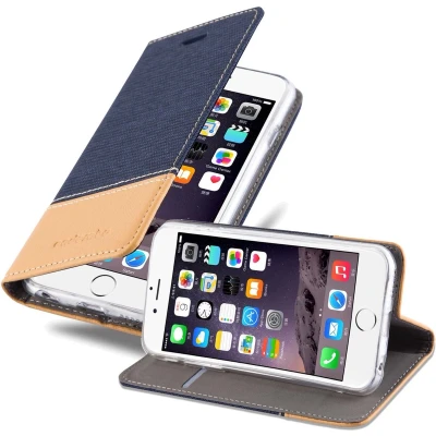 Afbeelding van Cadorabo Hoesje geschikt voor Apple iPhone 6 PLUS / 6S in DONKERBLAUW BRUIN Beschermhoes met magnetische sluiting, standfunctie en kaartvakje Book Case Cover Etui