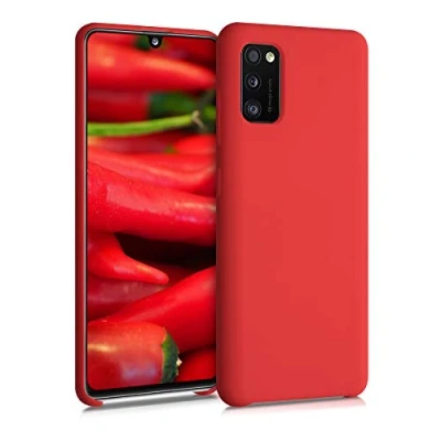 Afbeelding van kwmobile telefoonhoesje geschikt voor Samsung Galaxy A41 Hoesje met siliconen coating Smartphone case in mat rood
