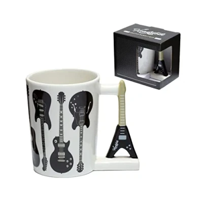 Afbeelding van Puckator Headstock keramische mok in de vorm van een rock gitaar met handvat kopvorm voor warme dranken, decoratieve geschenkdoos, thuis of keuken