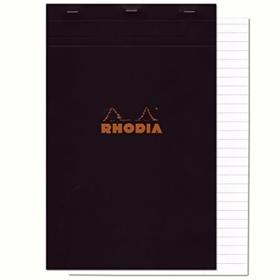 Afbeelding van RHODIA 196009C Genietd Notitieblok N19 Zwart A4+ Gevoerd 80 Afneembare Vellen Wit Clairefontaine Papier g/m Zachte, resistente en waterdichte gecoate kaart Cover Basics