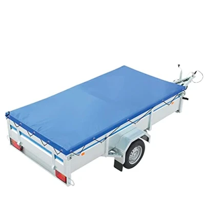 Afbeelding van Deiwo® Blauw plat zeil met rubberen band, keuze uit 2 maten, geschikt voor vele aanhangers