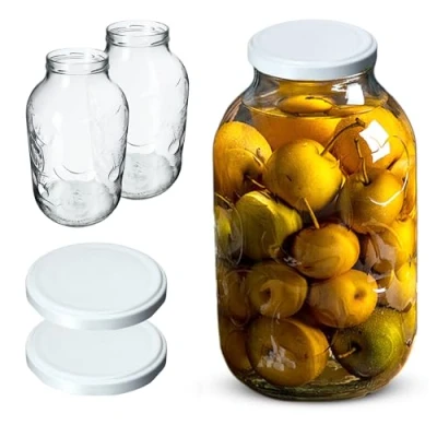 Afbeelding van KADAX Weck Set van 2 ronde weckpotten, 5 liter, om in te steken met schroefdeksel, inmaakpotten, enz., wit