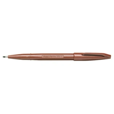 Afbeelding van Pentel S520 E Sign Pen vezelstift, 0,8 mm, bruin, 12 stuks
