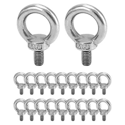 Afbeelding van QWORK® 20 stuks M8 hefring, oogbouten, mannelijke schroefdraad, voor matrozenbouten en technische hefapparatuur (120 kg)