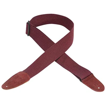 Afbeelding van Levy&#039;s Leathers 5,1 cm lange katoenen gitaarband met suède uiteinden en tri line instelling., Bordeaux