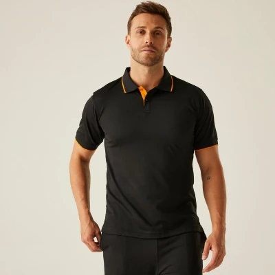 Afbeelding van Regatta Navigate Short Sleeve Polo RG264 Black/Orange Pop